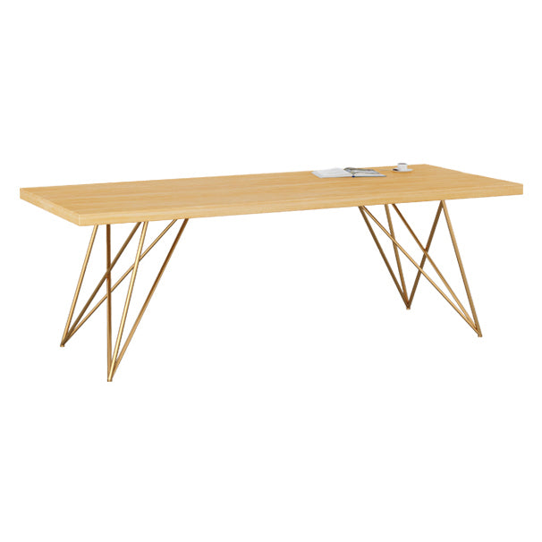 Traditioneller luxuriöser Rechteck Esstisch Kiefer Massivholz Tisch mit 4 Metallbeinen für Zuhause