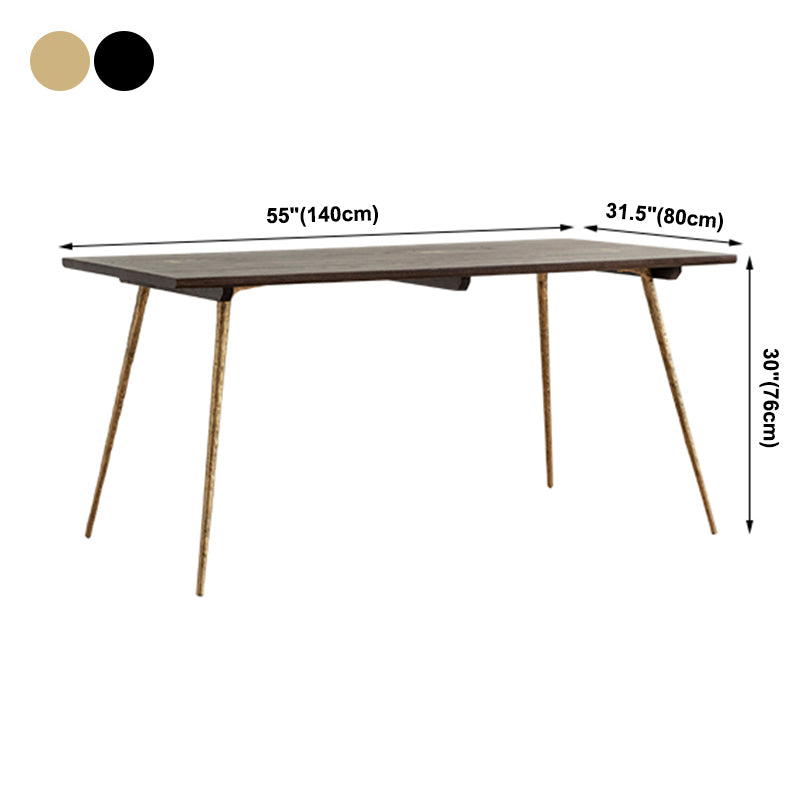 Mesa de comedor rectangular de madera de roble maciza en tono marrón, mesa industrial de 4 patas para comedor