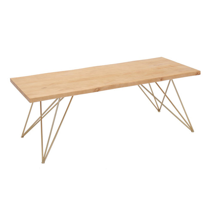 Traditional Luxury Rectangle Dining Room Table Pine Solid Wood Table with 4 Gold Legs