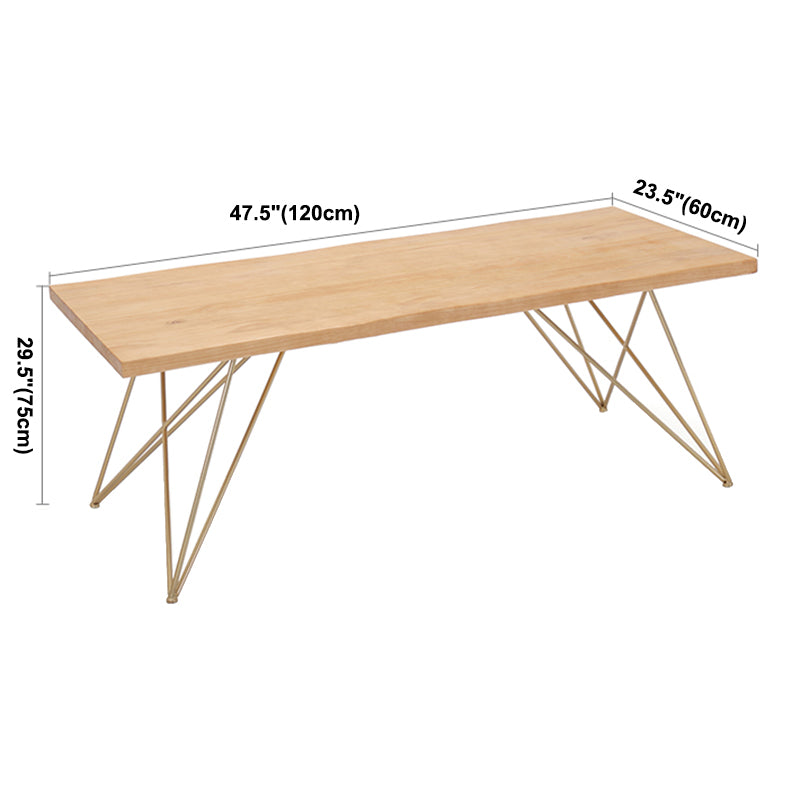 Traditional Luxury Rectangle Dining Room Table Pine Solid Wood Table with 4 Gold Legs