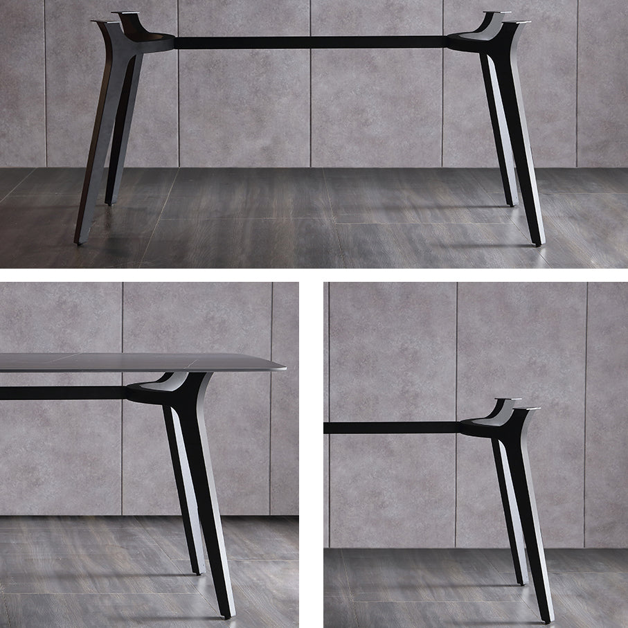 Table à manger en pierre de style industriel Table rectangle de base métallique pour la maison