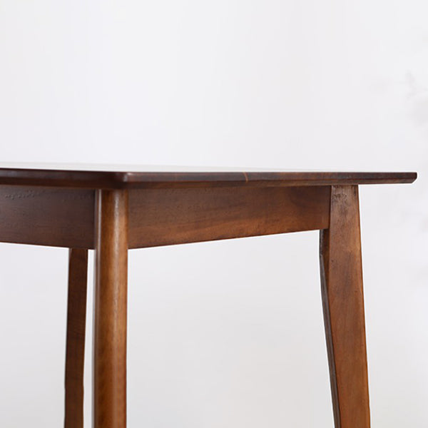 Square Shape Industrial Dining Table Wood Color Fixed Table with Rubberwood Solid Wood