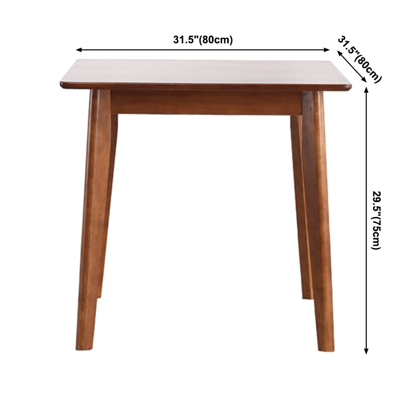 Square Shape Industrial Dining Table Wood Color Fixed Table with Rubberwood Solid Wood