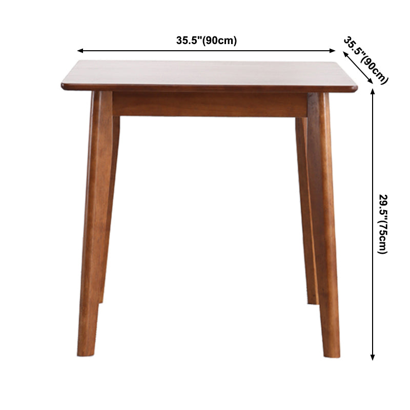 Square Shape Industrial Dining Table Wood Color Fixed Table with Rubberwood Solid Wood
