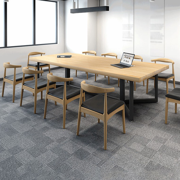 Metal Industrial Rectangle Dining Table Solid Wood Top Table for Kitchen and Dining Room