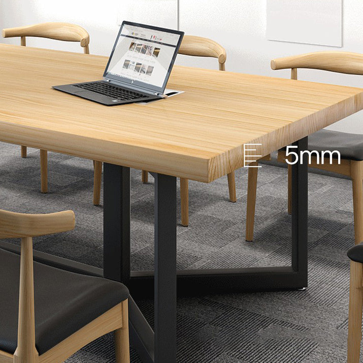 Metal Industrial Rectangle Dining Table Solid Wood Top Table for Kitchen and Dining Room