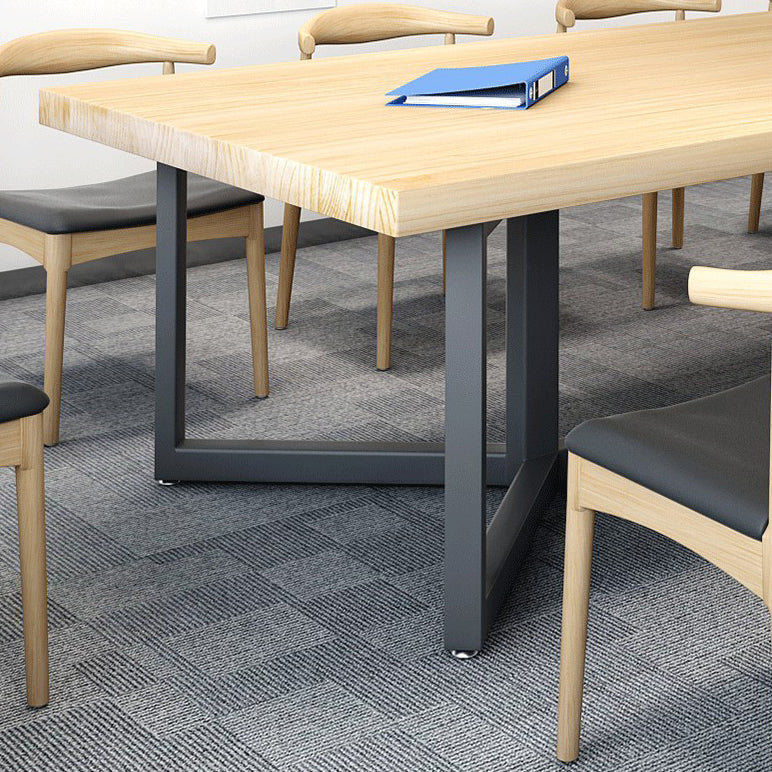 Metal Industrial Rectangle Dining Table Solid Wood Top Table for Kitchen and Dining Room