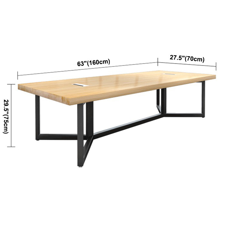 Metal Industrial Rectangle Dining Table Solid Wood Top Table for Kitchen and Dining Room