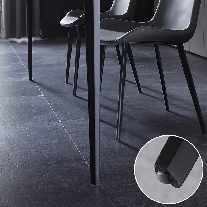 Mesa rectangular contemporánea de metal Mesa de comedor de piedra sinterizada con patas de metal