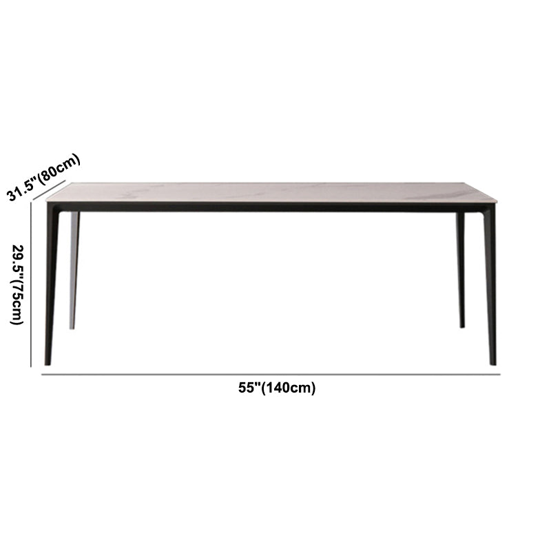 Mesa rectangular contemporánea de metal Mesa de comedor de piedra sinterizada con patas de metal