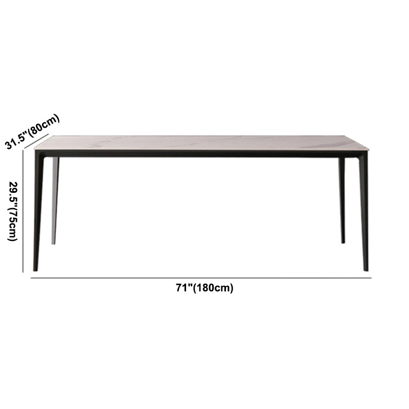 Mesa rectangular contemporánea de metal Mesa de comedor de piedra sinterizada con patas de metal