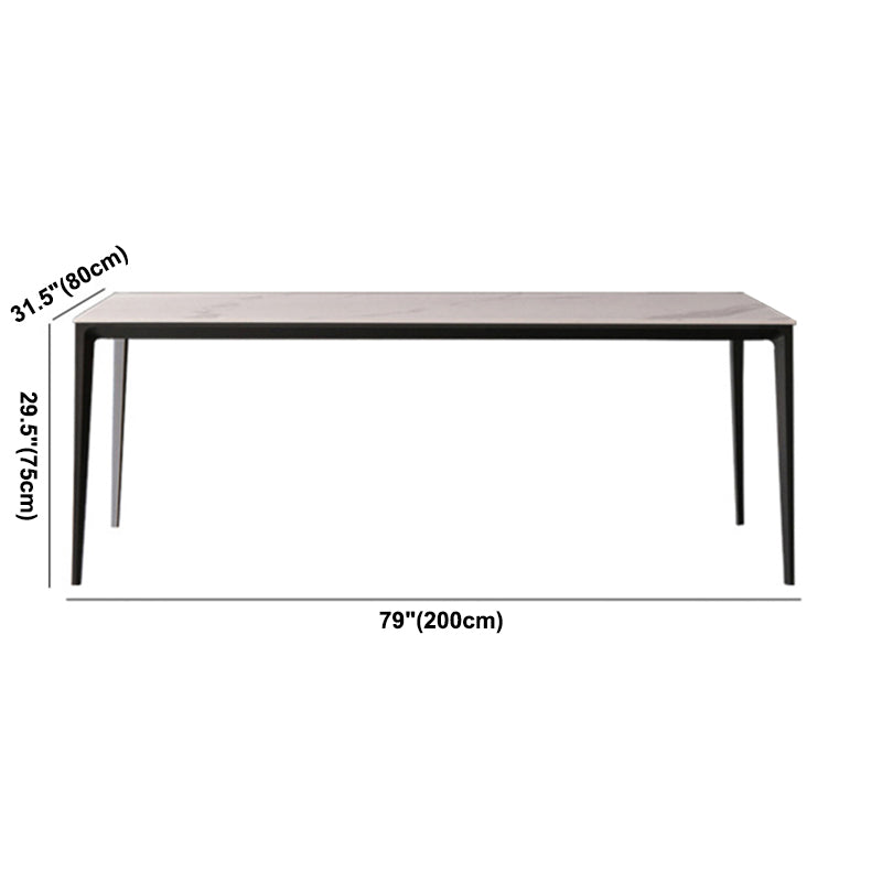 Mesa rectangular contemporánea de metal Mesa de comedor de piedra sinterizada con patas de metal