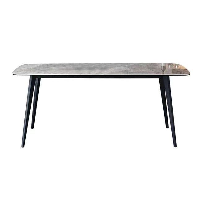 Metaal eigentijdse rechthoekige eettafel gesinterde stenen tafel met 4 metalen benen