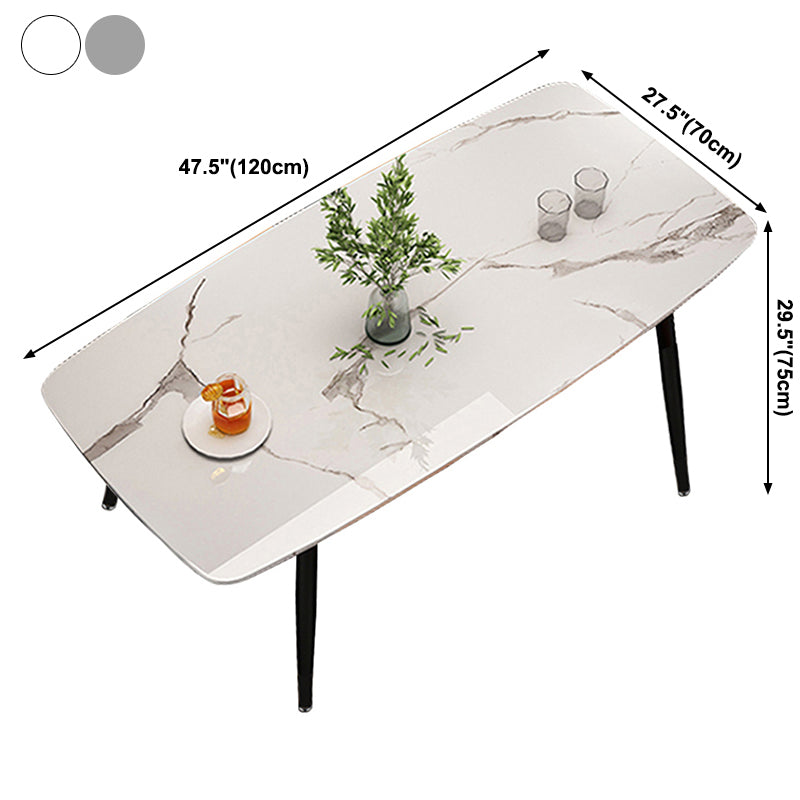 Metaal eigentijdse rechthoekige eettafel gesinterde stenen tafel met 4 metalen benen