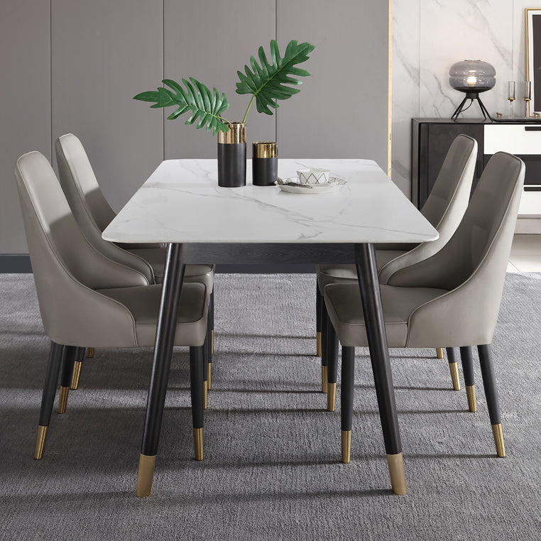 Estilo industrial Mesa de comedor de piedra sinterizada 4 Table de rectángulo base de piernas para el hogar