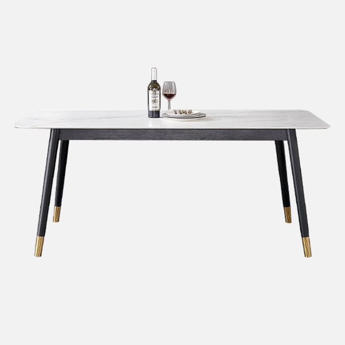Estilo industrial Mesa de comedor de piedra sinterizada 4 Table de rectángulo base de piernas para el hogar