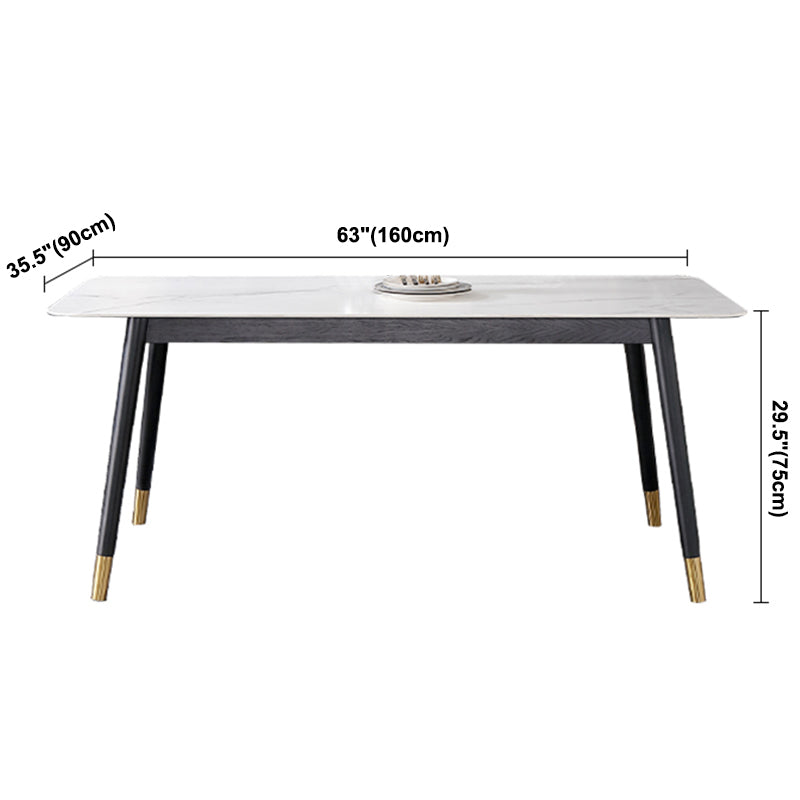 Estilo industrial Mesa de comedor de piedra sinterizada 4 Table de rectángulo base de piernas para el hogar