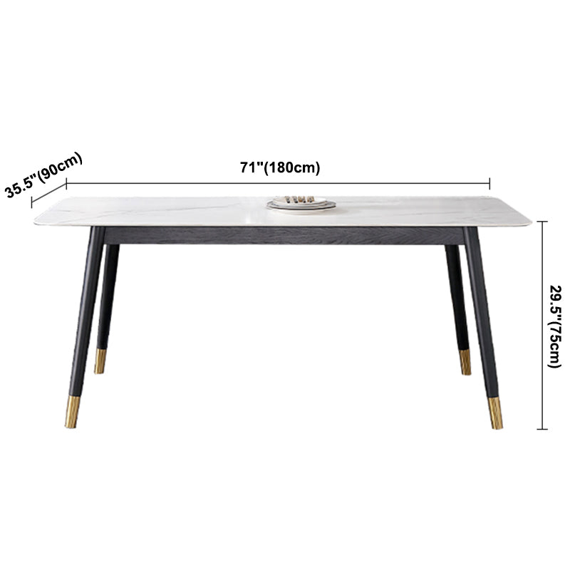 Estilo industrial Mesa de comedor de piedra sinterizada 4 Table de rectángulo base de piernas para el hogar