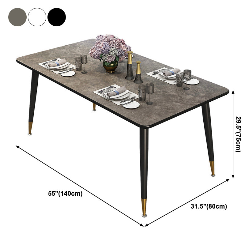 Metal Industrial Rectangle Table Sintered Stone Table for Kitchen and Dining Room