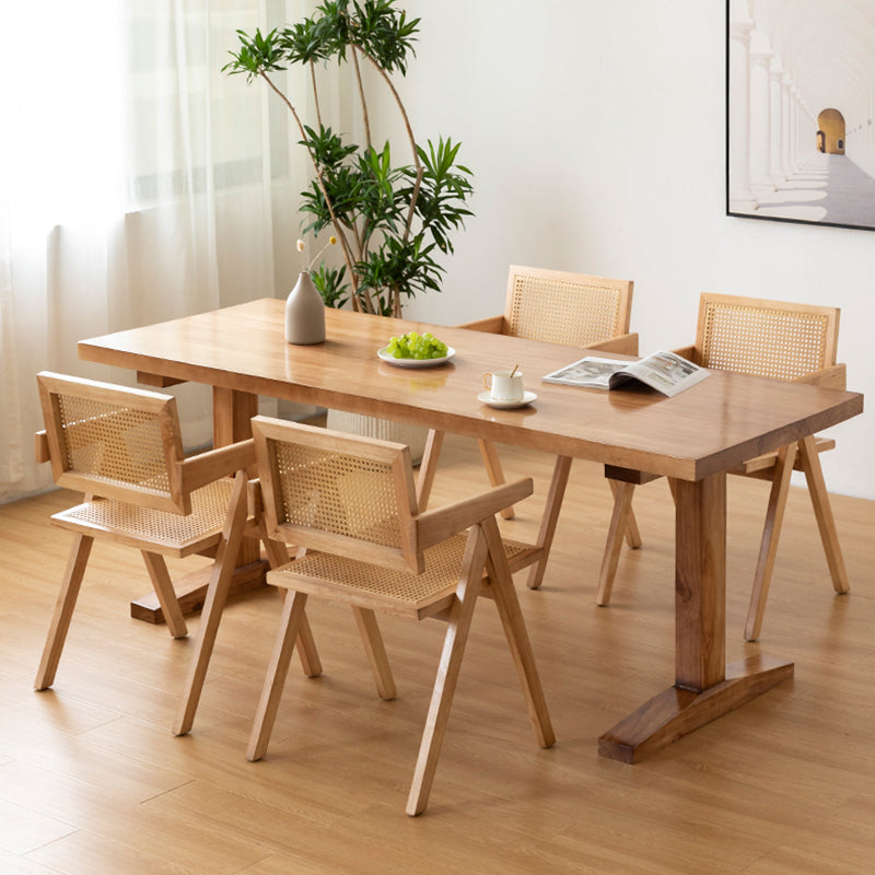 Rechteck Kiefernholzholz Tisch modernes Doppel -Sockel -Essen für Restaurant