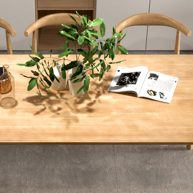 Mesa de comedor contemporánea rectangular de 4 patas, mesa fija de madera maciza, Color madera