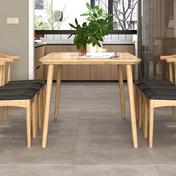 Mesa de comedor contemporánea rectangular de 4 patas, mesa fija de madera maciza, Color madera