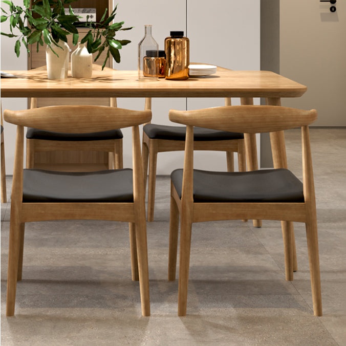 Mesa de comedor contemporánea rectangular de 4 patas, mesa fija de madera maciza, Color madera
