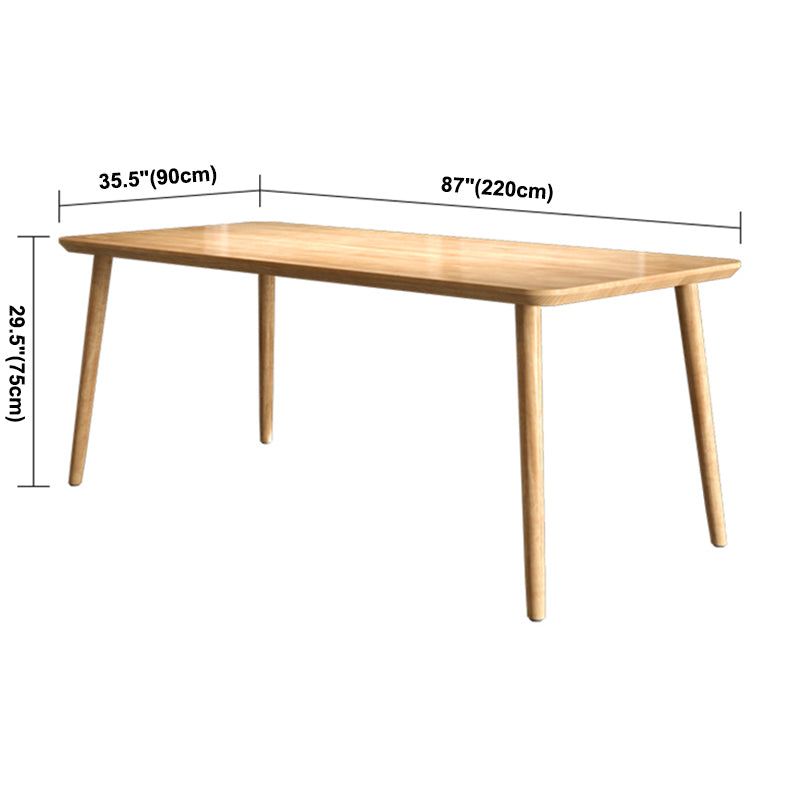 Mesa de comedor contemporánea rectangular de 4 patas, mesa fija de madera maciza, Color madera