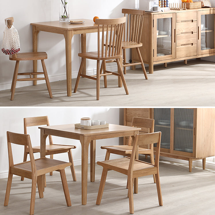 Table à manger carrée industrielle en bois table fixe avec chêne blanc