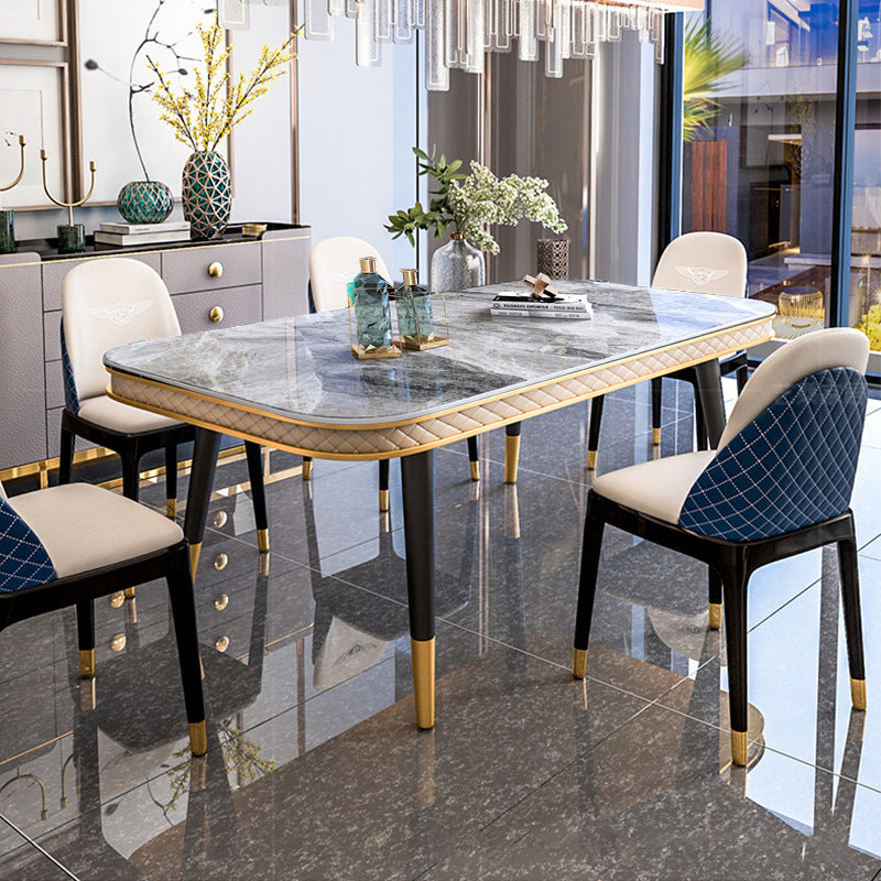 Mesa de comedor rectangular de lujo tradicional Mesa de piedra sinterizada con 4 patas