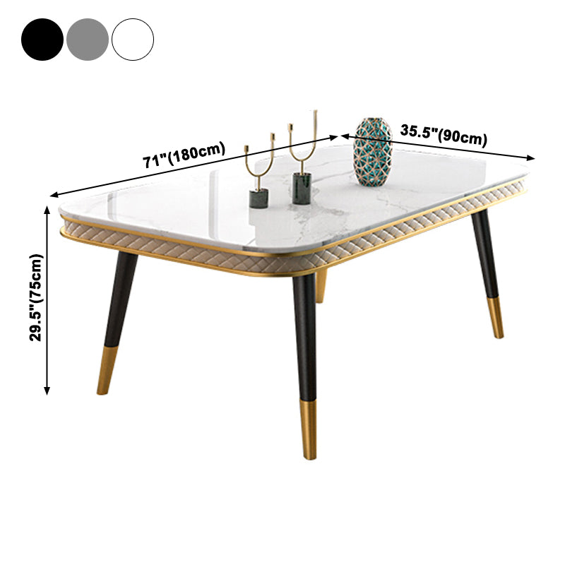 Mesa de comedor rectangular de lujo tradicional Mesa de piedra sinterizada con 4 patas