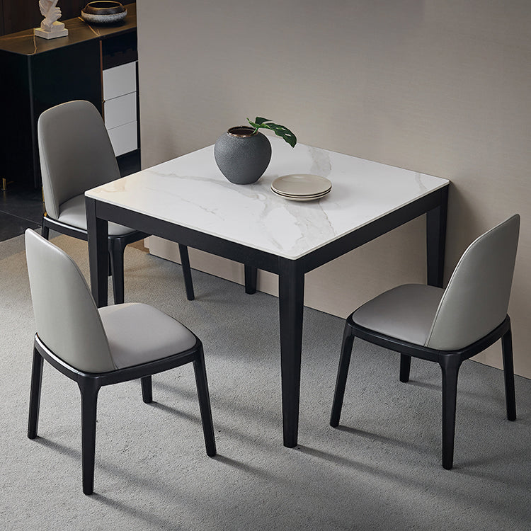Mesa de comedor blanca de forma cuadrada Mesa de piedra sinterizada industrial con 4 patas