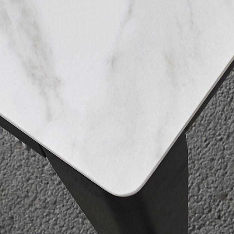 Mesa de comedor blanca de forma cuadrada Mesa de piedra sinterizada industrial con 4 patas