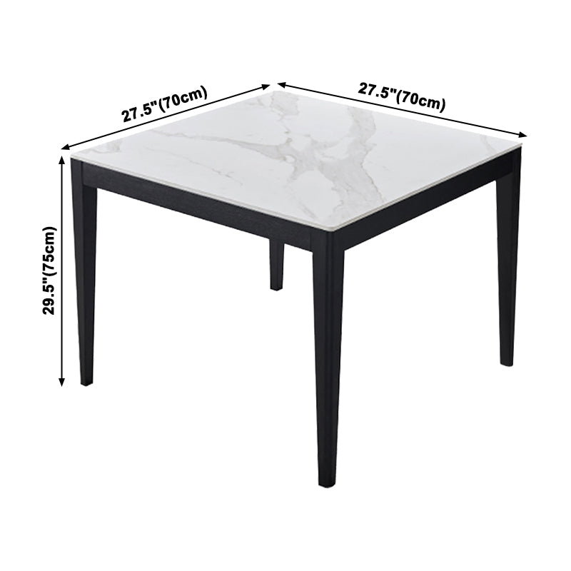 Mesa de comedor blanca de forma cuadrada Mesa de piedra sinterizada industrial con 4 patas