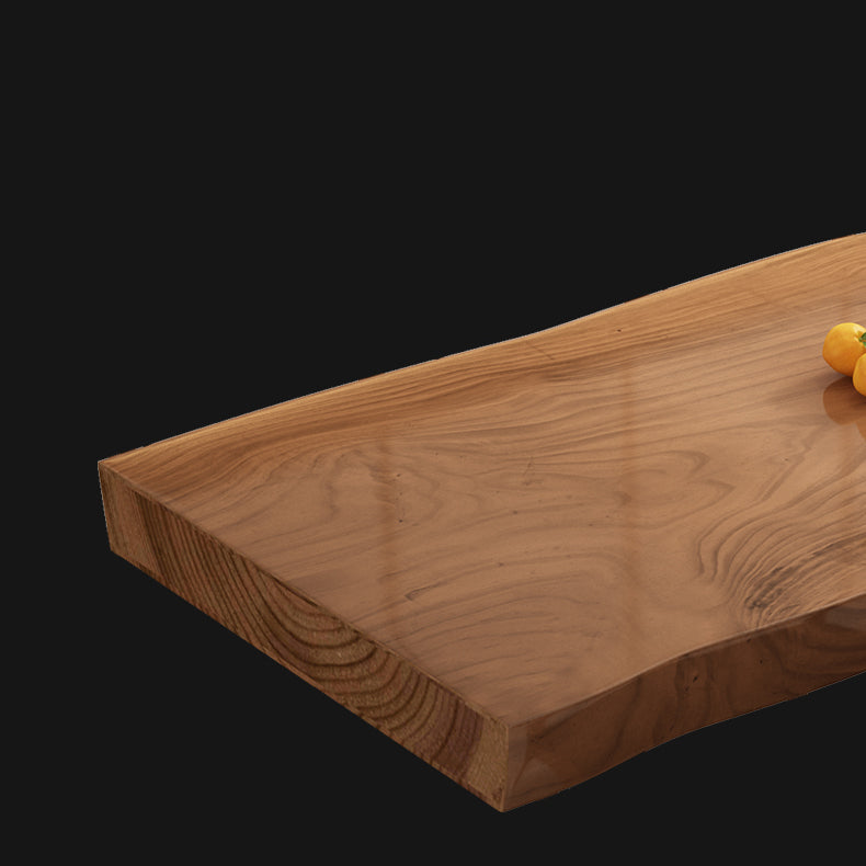 Modern massief houten rechthoek eettafel bruine keuken eettafel met dubbele voetstukbases