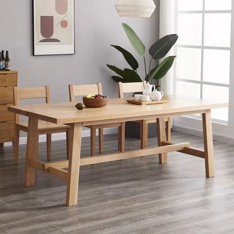 Rectangle Solid Wood Table in Nature Modern Dining Table with Trestle Base for Restaurant