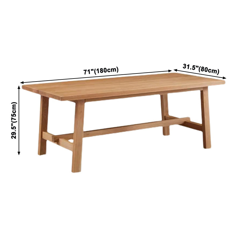 Rectangle Solid Wood Table in Nature Modern Dining Table with Trestle Base for Restaurant