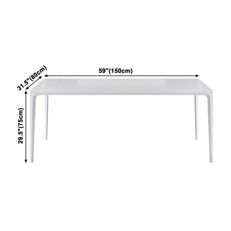 Metal Contemporary Rectangular Table White Sintered Stone Dining Table with 4 Legs