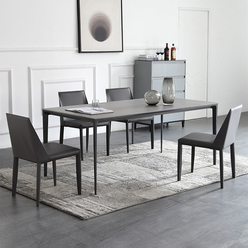 Mesa de comedor de piedra sinterizada estilo moderno Mesa rectangular con base de 4 patas