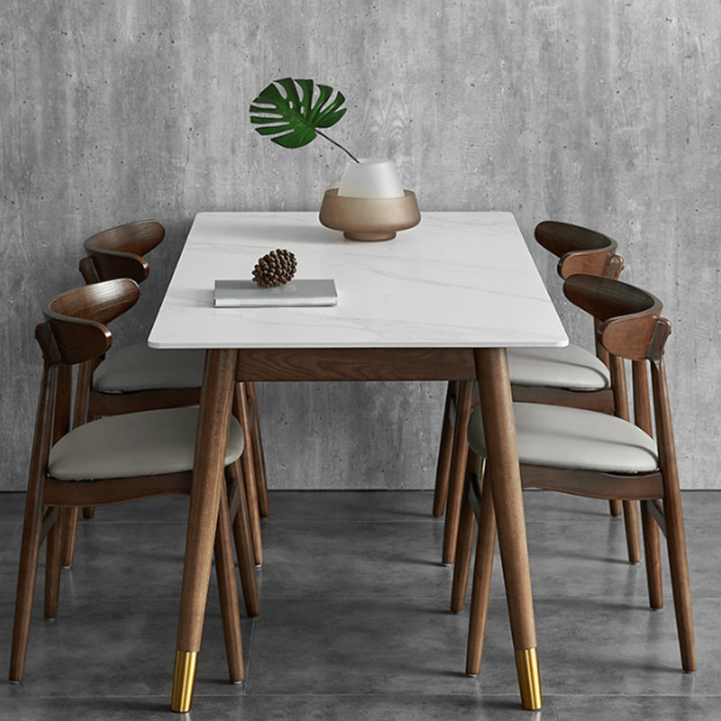 Table à manger de luxe traditionnelle table de pierre fritrée blanche avec 4 jambes