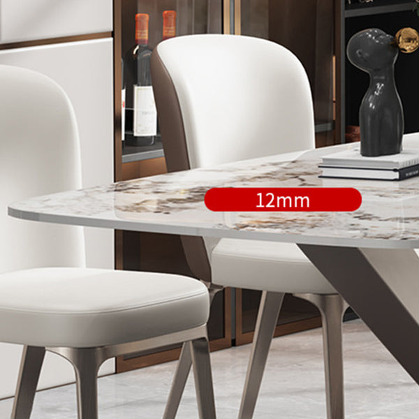 Metal Traditional Luxury Rectangle Dining Table Sintered Stone Table with Pedestal