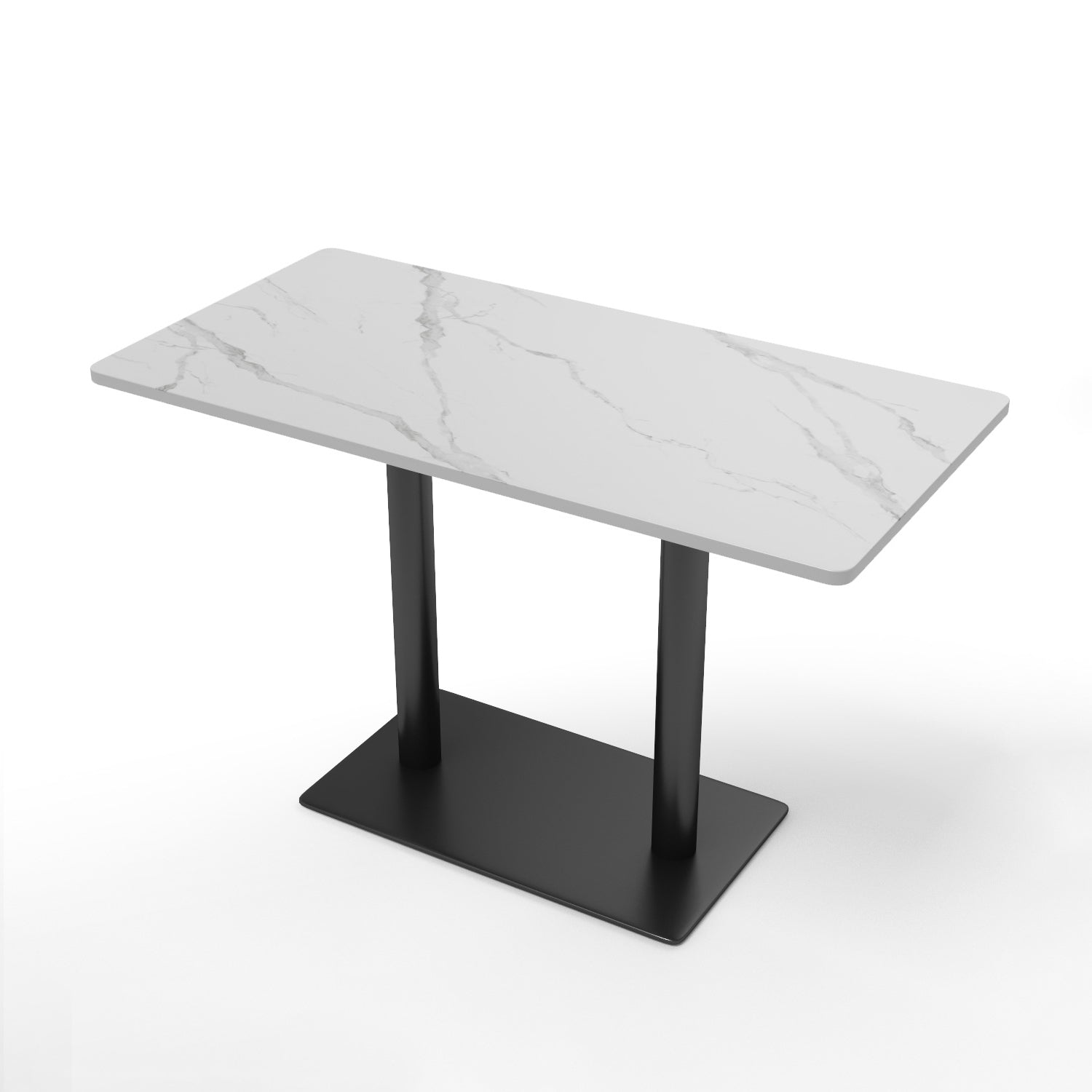Mesa de comedor moderna de piedra sinterizada, mesa de comedor con marco negro para comedor