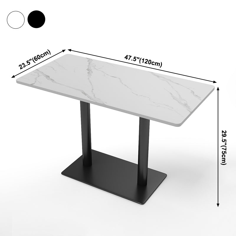 Mesa de comedor moderna de piedra sinterizada, mesa de comedor con marco negro para comedor