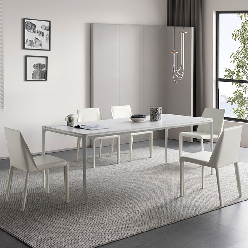 Mesa de comedor de cocina blanca simple mesa de comedor estándar de piedra sinterizada con 4 patas base