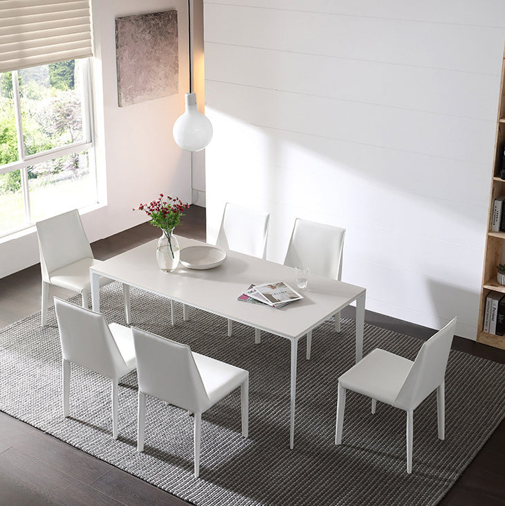 Mesa de comedor de cocina blanca simple mesa de comedor estándar de piedra sinterizada con 4 patas base