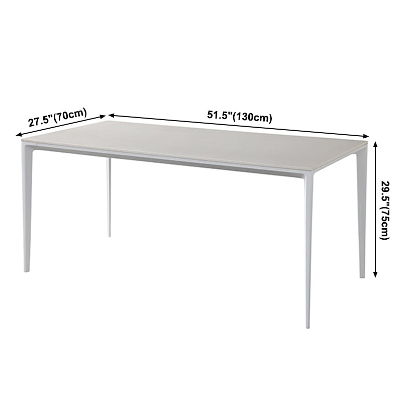 Simple White Kitchen Dining Table Sintered Stone Standard Dining Table with 4 Legs Base