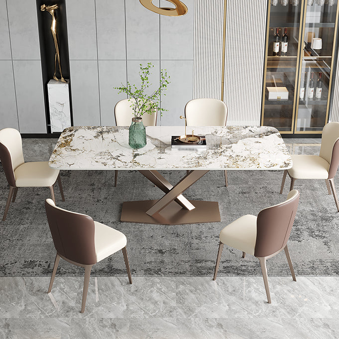 Glam Kitchen Eettafel van gesinterde steen Grijze rechthoekige eettafel met voetstuk