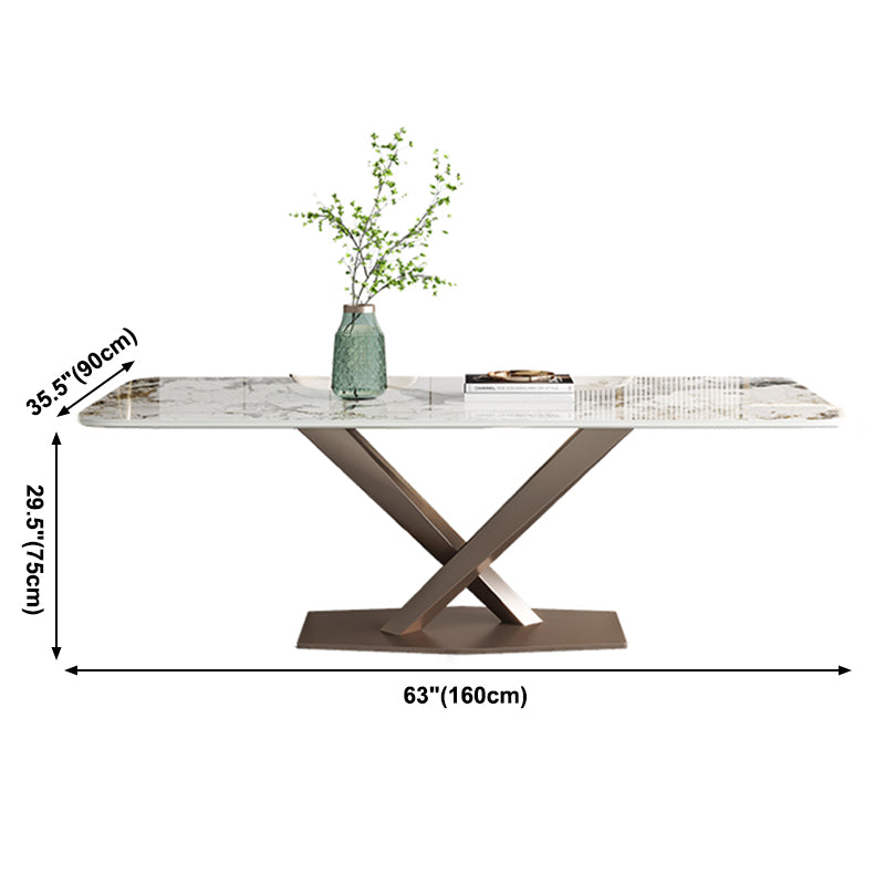Glam Kitchen Eettafel van gesinterde steen Grijze rechthoekige eettafel met voetstuk