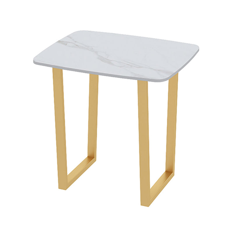 Traditional Luxury Dining Table Sintered Stone Table with Metal Double Pedestal