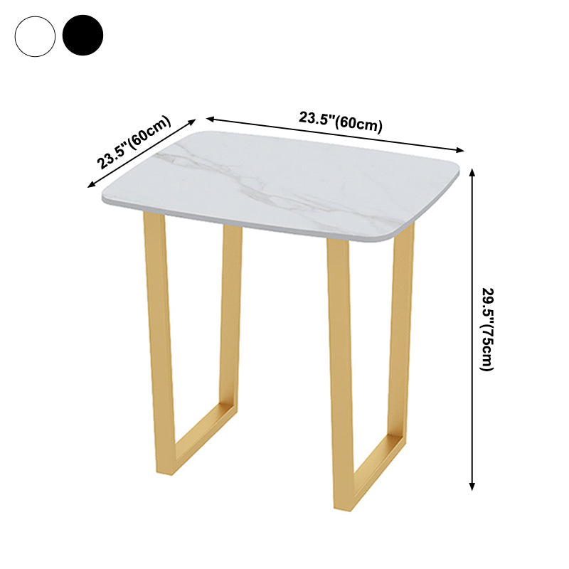 Traditional Luxury Dining Table Sintered Stone Table with Metal Double Pedestal
